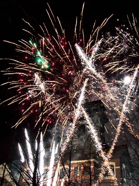 Огни Франция Декабря 2022 Года Праздник Фейерверков День Святой Варвары — стоковое фото