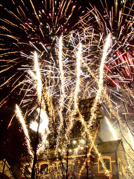 Oignies France 2022 바바라의 불꽃놀이 Saint Barbaras Day Fireworks Festival — 스톡 사진
