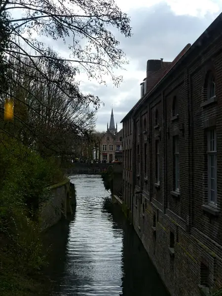 Bruges, Mart 2025 - Belçika 'nın güzel şehri Bruges' u ziyaret edin, aynı zamanda kuzeyin Venedik 'i olarak da bilinir - şehir manzarası ve Flaman tarzı evler