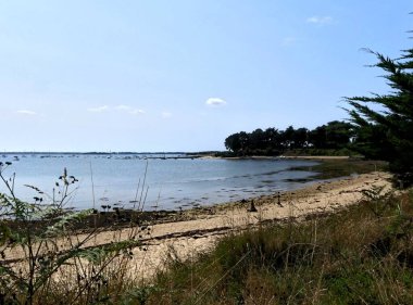 Ile-d 'Arz, Ağustos 2025: Britanya' nın Morbihan Körfezi 'nde Ile-d' Arz çevresinde yürüyüş - küçük kasabanın manzarası