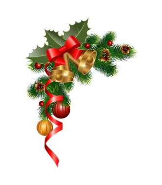 Dcoration de Nol boule de Nol, et branche de sapin
