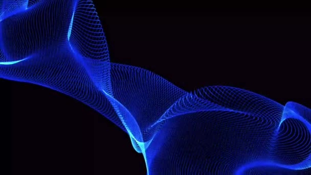 Абстрактна Блакитна Хвиля Ізольована Чорному Тлі — стокове відео