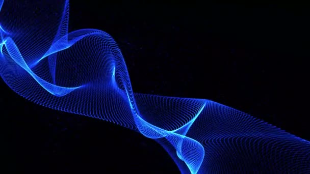 Abstract Mir Blue Wave Isolated Black Background — Stock Video