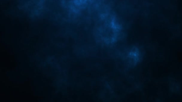 黒を背景に青い塵 本物のレンズフレアを持つ青い塵粒子 抽象的なボケの背景 煙霧霧の質感 — ストック動画