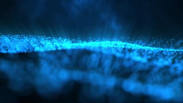 Bokeh Σκούρο Μπλε Σωματίδιο Αφηρημένο Φόντο Σωματιδίων Βάθος Πεδίου Και — Αρχείο Βίντεο