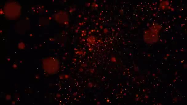 Dokonalé Ohnivé Částice Izolované Černém Pozadí Zlaté Třpytivé Pozadí — Stock video