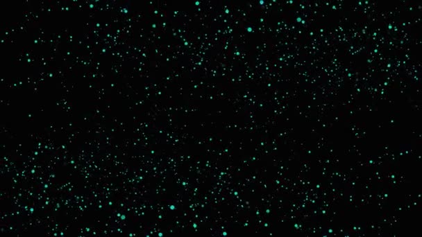 天空中的蓝色发光粒子在旋风中飞行 在黑色背景上隔绝的蓝天粒子 — 图库视频影像