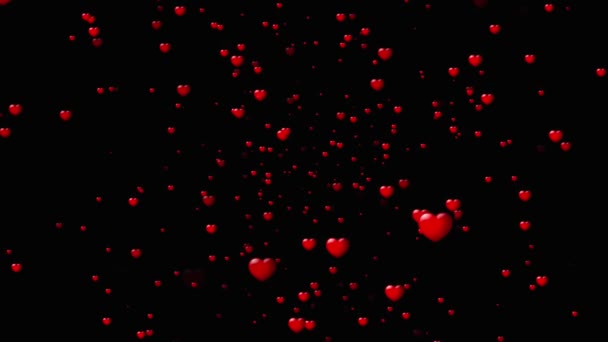 Red Heart Wave Valentines Day Isolated Black Background Astract Red — Stock video