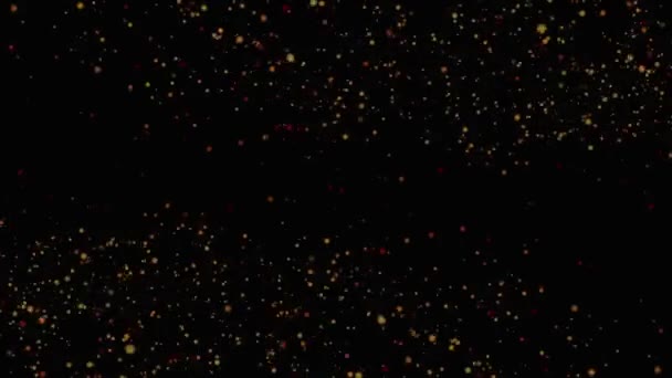 金色的直角发光粒子在旋风中飘扬 在黑色背景上孤立的蓝天粒子 网络数字技术概念中具有场深度和伪深度的粒子 — 图库视频影像