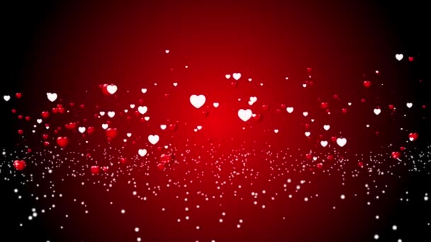 Red White Heart Wave Valentines Day Isolated Black Background — Stockvideo