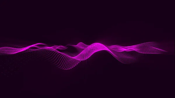Hi-tech and big data background design. Purple abstract background with flowing dots. Beautiful wave shaped array of glowing dots.