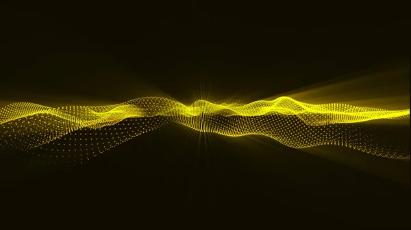 Wave dotted halftone, Hi-tech and big data background design. Yellow abstract background with flowing dots. Beautiful wave shaped array of glowing dots.