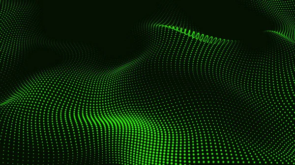 Green color background animation cyber or technology background. Abstract Trapcode Form digital particle wave. Animation cyber or technology background.
