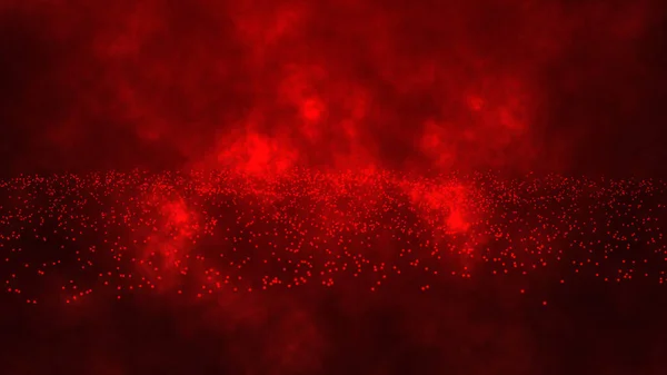 Abstract red with dust particle on the white background. Beautiful wave shaped array of glowing dots. Blurred lights vector abstract background.
