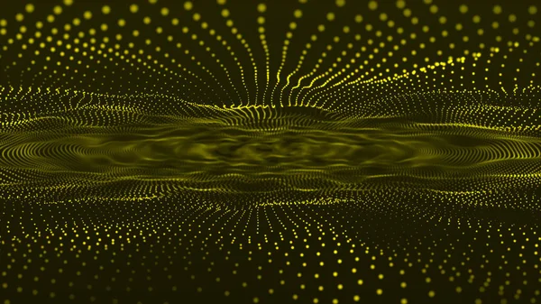 Abstrato Amarelo Fundo Ondas Linhas Fluindo Partículas Suave Curva Forma — Fotografia de Stock