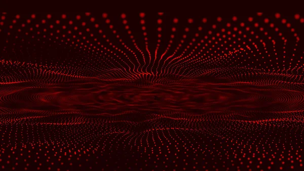 Trapcode Form Glowing Dots Background. Red dots particles wave pattern halftone gradient curve shape isolated on red smoke background.