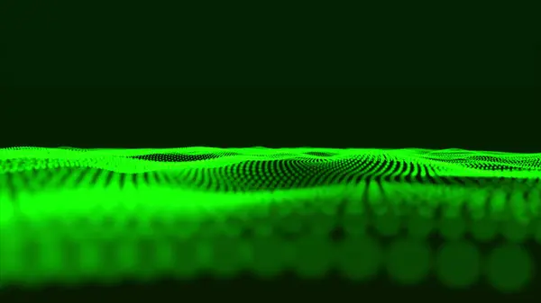 Zelená Barva Abstraktní Pozadí Dynamickými Prvky Vln Tečky Wave Abstraktní — Stock fotografie