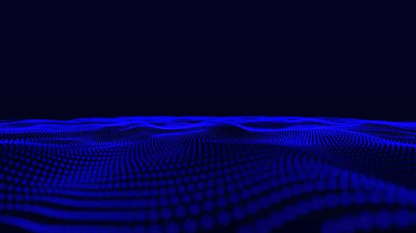 Blauwe Kleur Abstracte Achtergrond Met Dynamische Elementen Van Golven Dots — Stockfoto