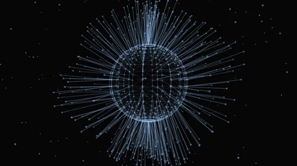 Sphere of connected nodes. Cluster net. Abstract network connection background. Connected lines sphere. Dots