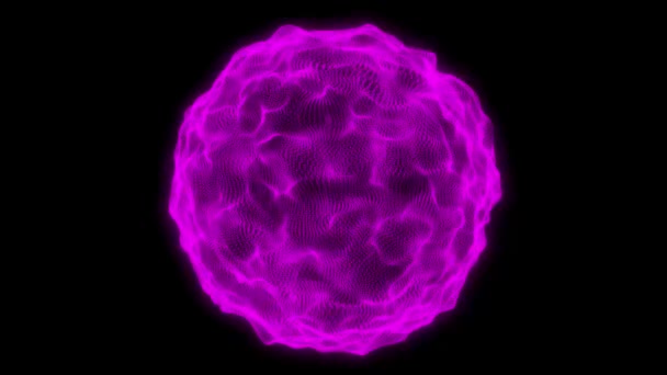 摘要矢量球面 暗紫色发光点球体背景 具有发光球点的几何现代技术概念 — 图库视频影像