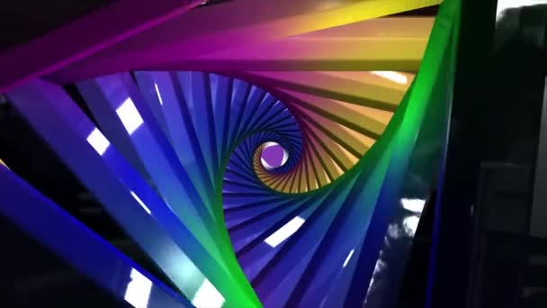 Multicolor Glowing Triangular Tunnel Background Abstract Tunnel — Stock Video