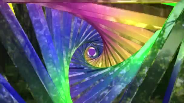 Luz Anel Néon Brilhante Túnel Multicolor Brilhante Fundo Túnel Triangular — Vídeo de Stock