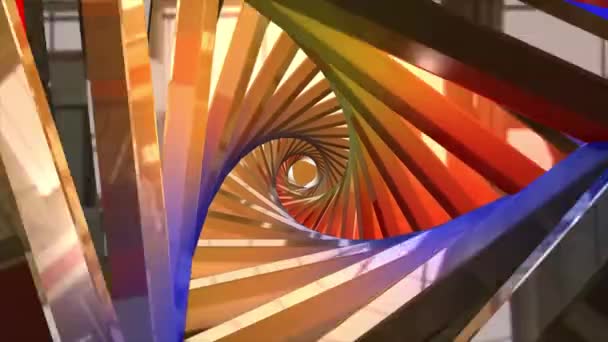 Organische Tunnel Abstracte Tunnel Gloeiend Neonringlicht Tunnel Meerkleurige Glanzende Driehoekige — Stockvideo