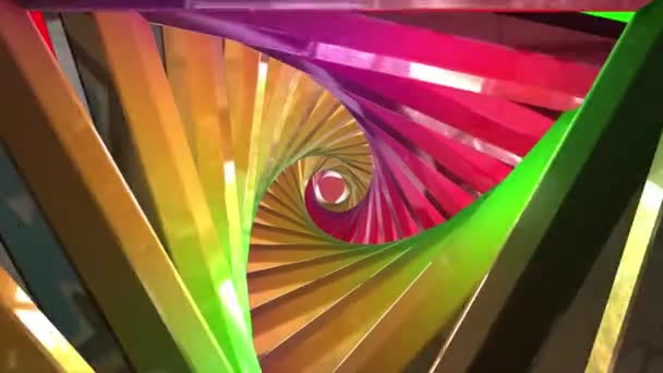 Tunnel Astratto Luci Fluorescenti Anello Nel Tunnel Multicolore Brillante Sfondo — Video Stock