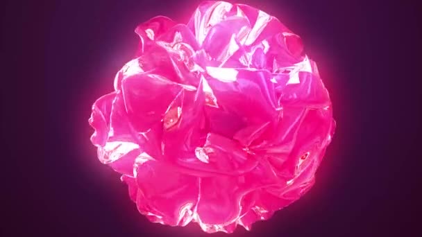 Astratto Cosmo Magico Incandescente Sfera Neon Colore Incandescente Rendering Rosa — Video Stock