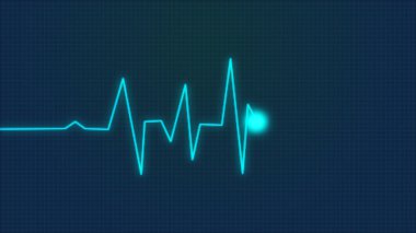 Karanlık bir arkaplanda pembe bir kalp atışı ve nabız görülebilir. EKG için kalp atışı monitörü. Teknoloji ile sağlık hizmeti kavramı.