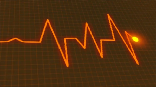 抽象的なハートビートを持つ心臓グラムのイラスト 粉末赤色グリッド紙上のベクトル形式の心電図 Ecg — ストック写真