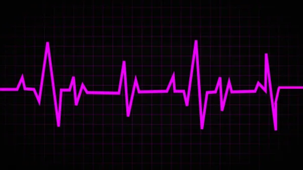 Černá Obrazovka Neonovou Srdeční Frekvencí Pulsem Černém Pozadí Kardiogram Ekg — Stock fotografie