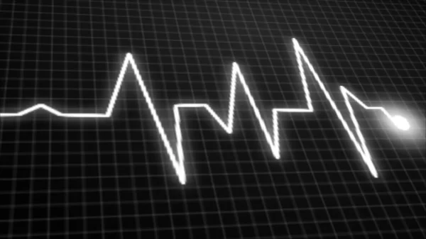 Хвилі Цифрового Сигналу Неоново Освітлене Зображення Людського Серця Побиття Темний — стокове фото