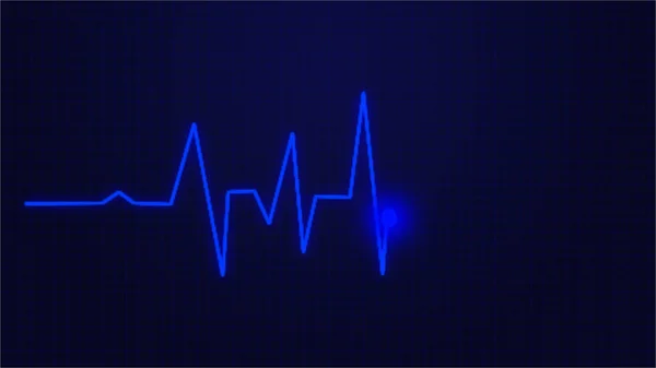 Mavi Kalp Atışı Sinyal Monitörü Kalp Ritmi Ekg Vektör Çizimi — Stok fotoğraf