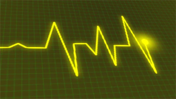 Sledování Srdečního Rytmu Srdeční Linie Kardiogram Kreativní Vektor Kreslení Žlutém — Stock fotografie