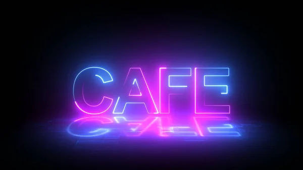 Blue Neon Cafe Digitální Pozadí Světlem Animace Noční Klub Blikající — Stock fotografie
