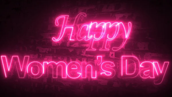 ネオンを背景にした幸せな女性の日のレタリングカード ネオンカラーの幸せな女性の日のアニメーションテキスト 国際女性デーのお祝いのために素晴らしい世界中 モーショングラフィックス 4Kビデオグリーティングカード — ストック写真
