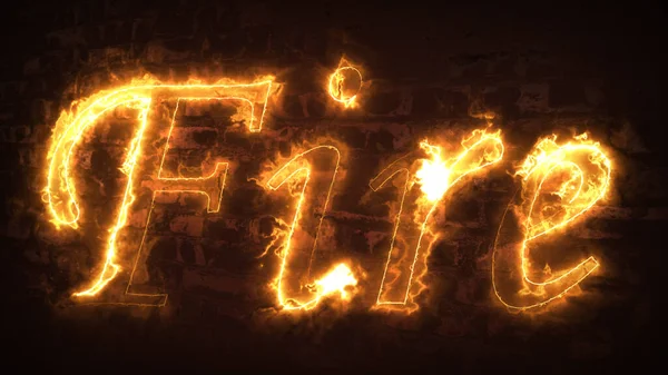 Palabra Fuego Escrita Con Fuego Palabra Texto Fuego Aislado Sobre — Foto de Stock