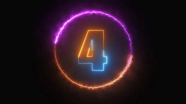 Vier Monogram Abstract Neon Letter Logo Ontwerp Met Vuurcirkel Creatief — Stockfoto