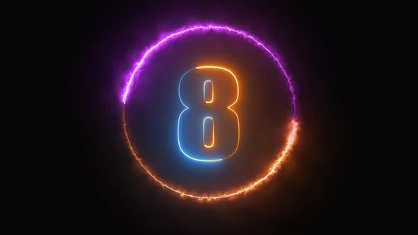 Číslo Osm Zářící Tmavomodrém Neonovém Světle Bright Neon Font Number — Stock fotografie