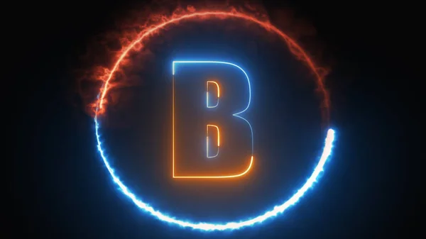 Abstraktes Neonbuchstaben Logo Design Mit Feuerkreis Alphabet Leuchtet Der Dunklen — Stockfoto