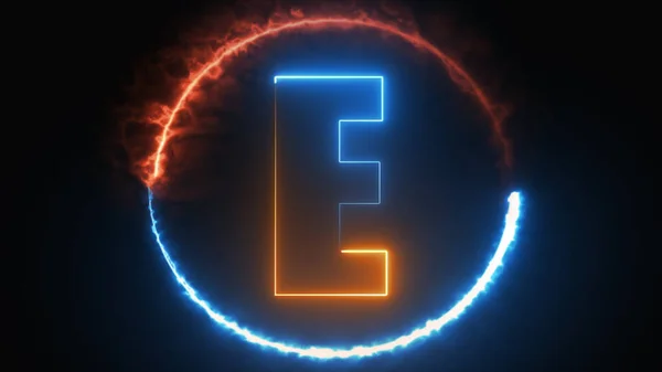 Abstraktes Neonbuchstaben Logo Design Mit Feuerkreis Alphabet Leuchtet Der Dunklen — Stockfoto