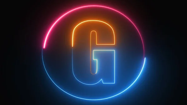 Streszczenie Neonowej Litery Projekt Logo Kręgiem Ognia Alfabet Świecący Ciemnej — Zdjęcie stockowe