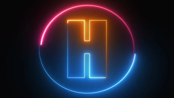 Abstract Neon Letter Logo Ontwerp Met Vuurcirkel Alfabet Gloeit Donkere — Stockfoto