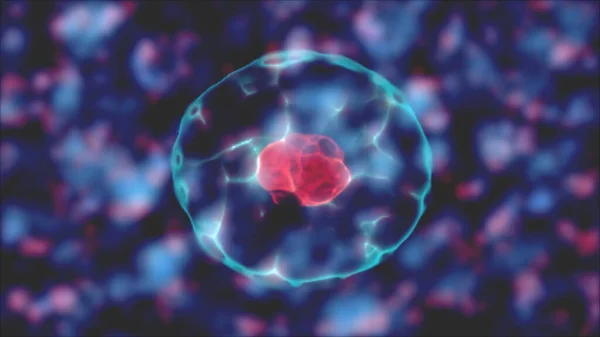 人体细胞或胚胎干细胞显微镜背景 生物学概念 颜色模糊背景上的3D图解 图库图片