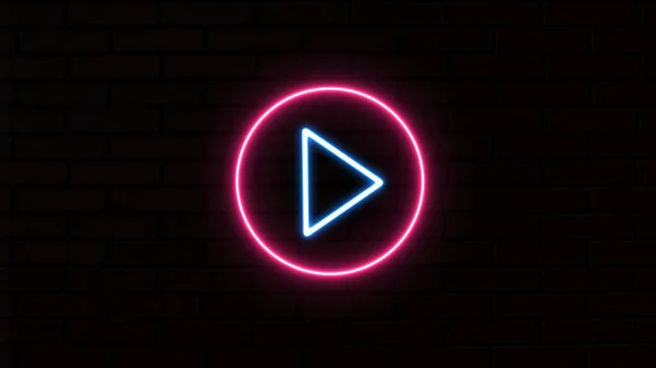 Glowing Neon Sound Pause Play Arrow Button Symbol Icon Music — Stock Photo, Image