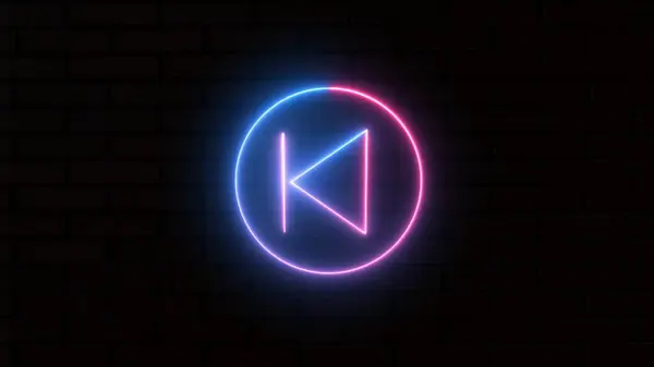 Neon Sound Vorherige Pfeil Taste Symbol Symbol Pfeiltastensymbol Für Musik — Stockfoto