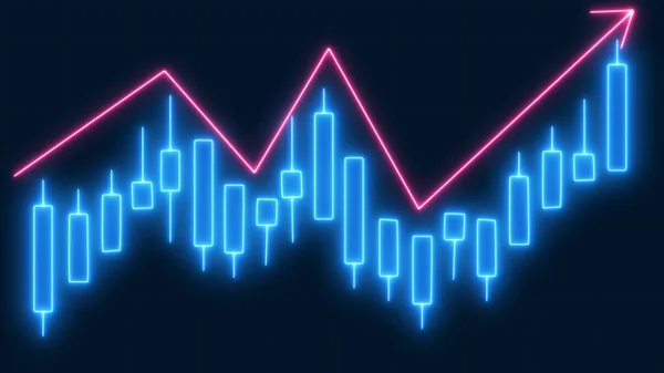 Chart candle stock graph forex market. Business candlestick graph chart of stock market investment trading on a blue grid background design. Bullish point, Trend of graph