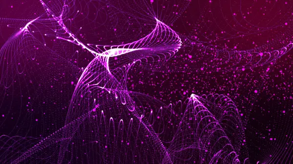 Purple color abstract dots or particle backgrounds. 3D rendering of bright glowing purple distorted particles in waves. Particles Futuristic digital background for business Science and technology