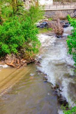 İlkbaharda dağlardan akan nehir